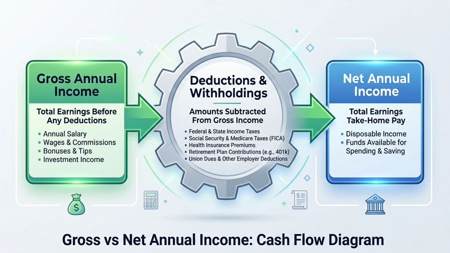 gross vs net annual income flow diagram