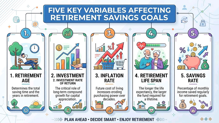 Five factors that determine your retirement savings number