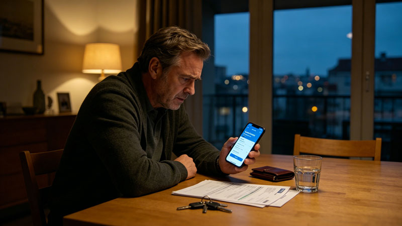 Person checking credit score recovery progress on phone