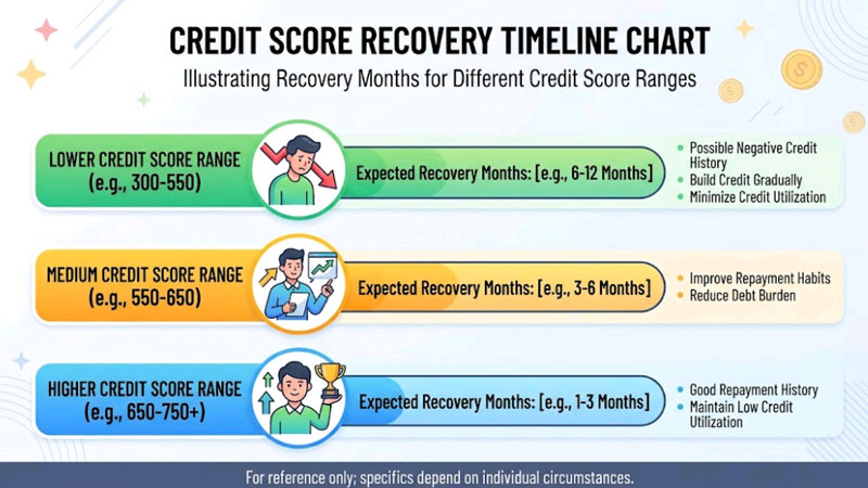 Credit recovery timeline chart by score range