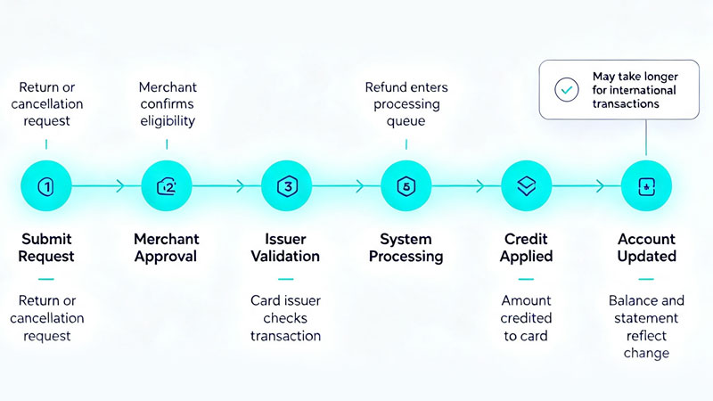 Credit card refund processing timeline diagram