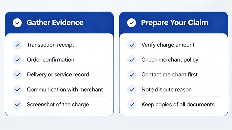 Credit card dispute checklist infographic