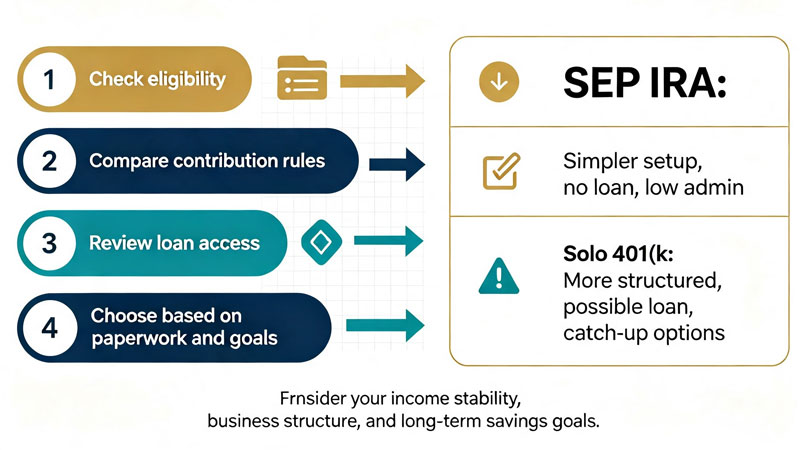 SEP IRA vs Solo 401k comparison for freelancers