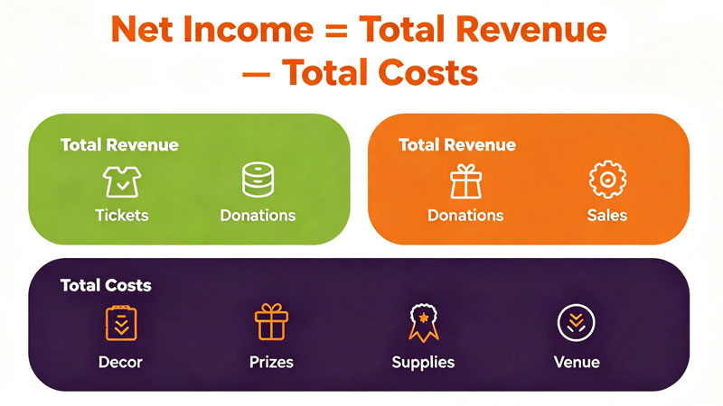 Halloween fundraiser ROI formula diagram