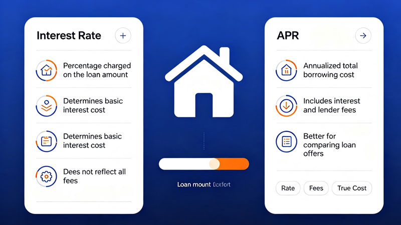 Interest rate vs APR comparison diagram for mortgage loans