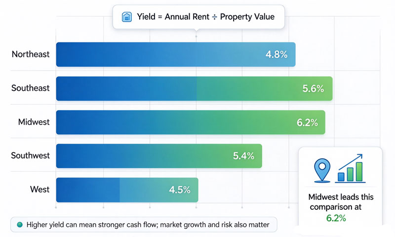 regional rental yield comparison chart for $50k property investment