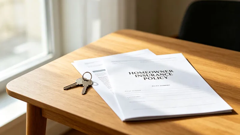 homeowner insurance policy documents with house keys