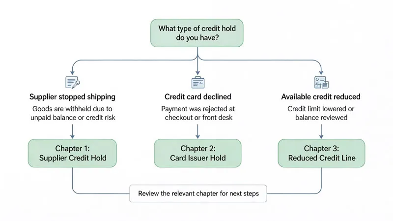 Decision tree diagram to identify which type of credit hold you have